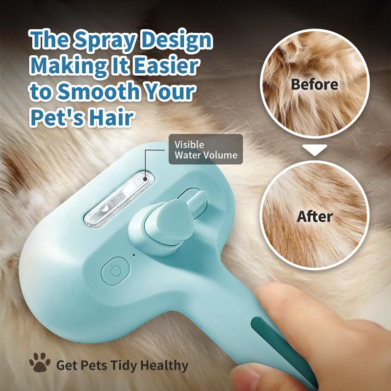 HeroKitty Dog Brush for Shedding, 3 in 1 Self Cleaning Steam Dog Brush - Anti-Static,Cat Steam Brush Removal Comb with Release Button, Grooming Tool for Long and Short Hair Pets, Blue - Image 3